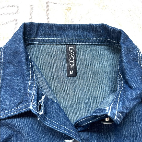 Denim Jacket with The Rolling Stones Transfer Sticker Print on the Back. - Picture 6 of 8